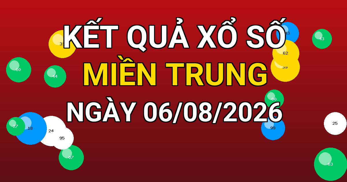 Kết quả xổ số Miền Trung ngày 06/08/2026