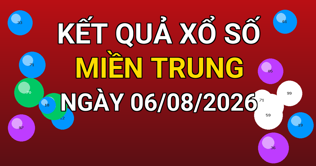 Kết quả xổ số Miền Trung ngày 06/08/2026