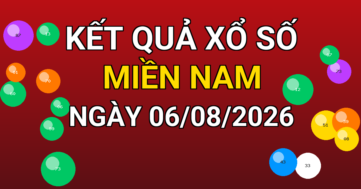 Kết quả xổ số Miền Nam ngày 06/08/2026