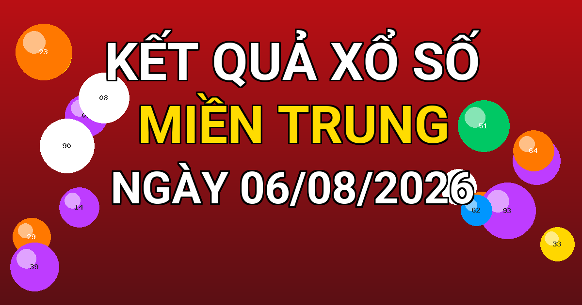 Kết quả xổ số Miền Trung ngày 06/08/2026