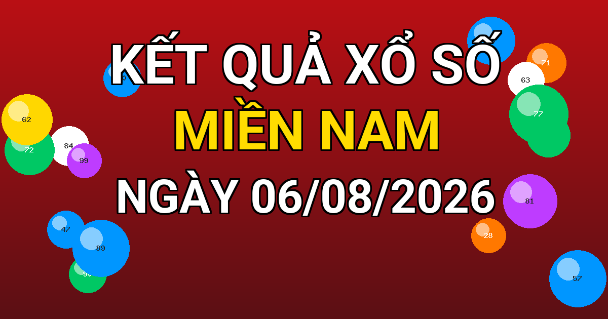 Kết quả xổ số Miền Nam ngày 06/08/2026