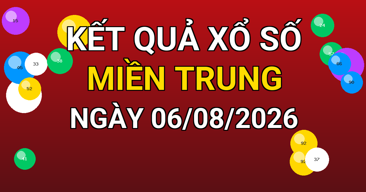 Kết quả xổ số Miền Trung ngày 06/08/2026