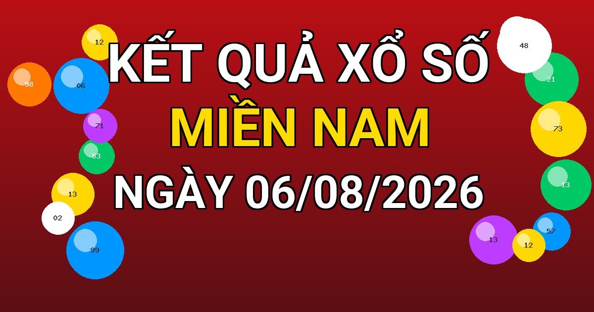 Kết quả xổ số Miền Nam ngày 06/08/2026