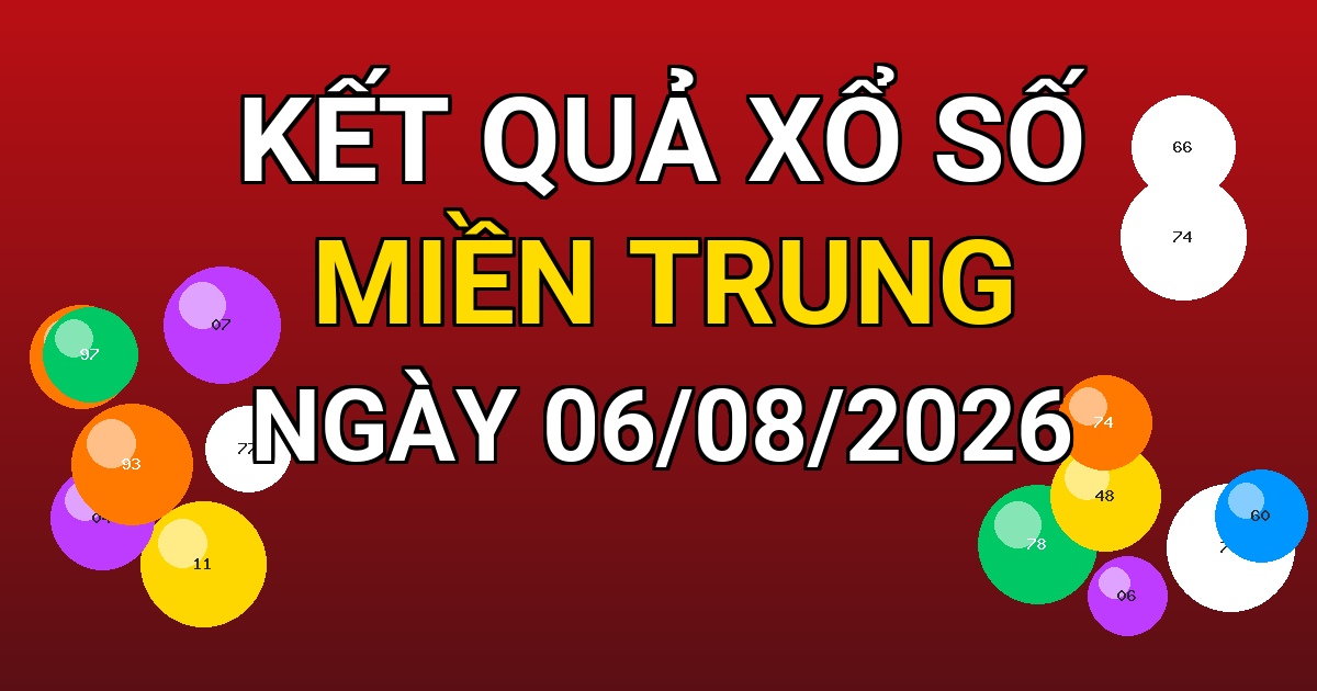 Kết quả xổ số Miền Trung ngày 06/08/2026