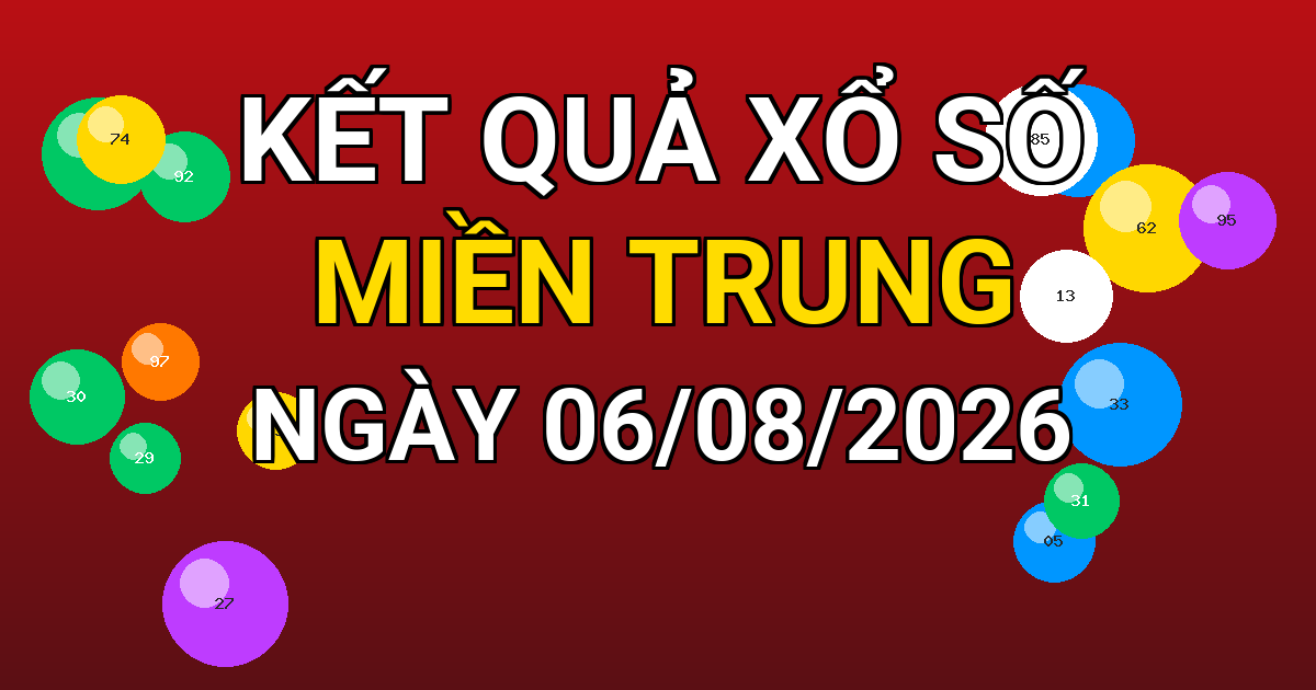 Kết quả xổ số Miền Trung ngày 06/08/2026