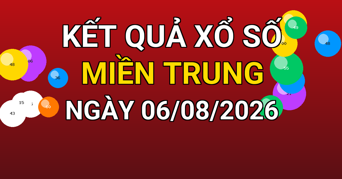 Kết quả xổ số Miền Trung ngày 06/08/2026