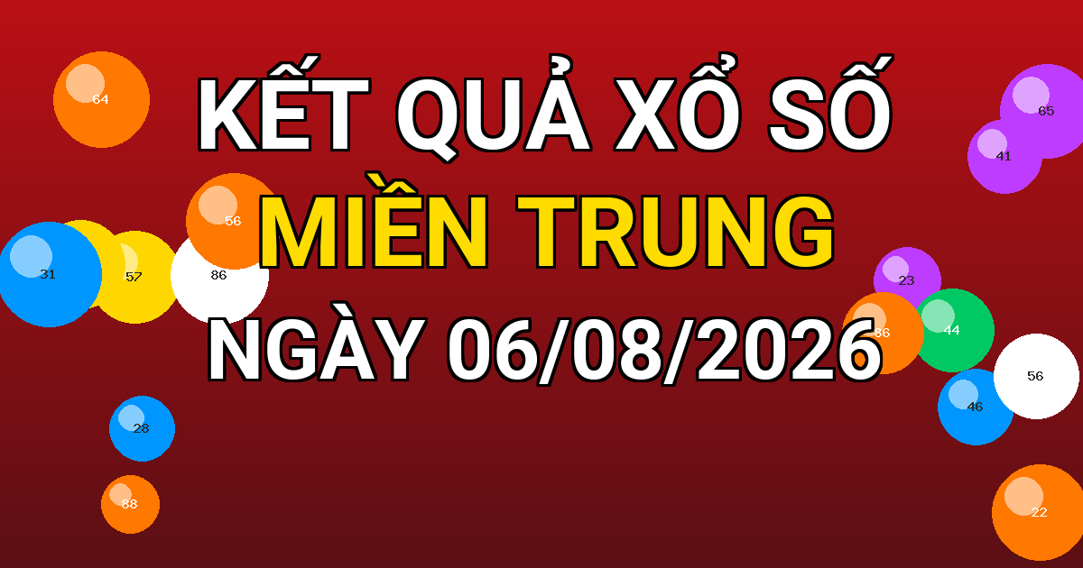 Kết quả xổ số Miền Trung ngày 06/08/2026