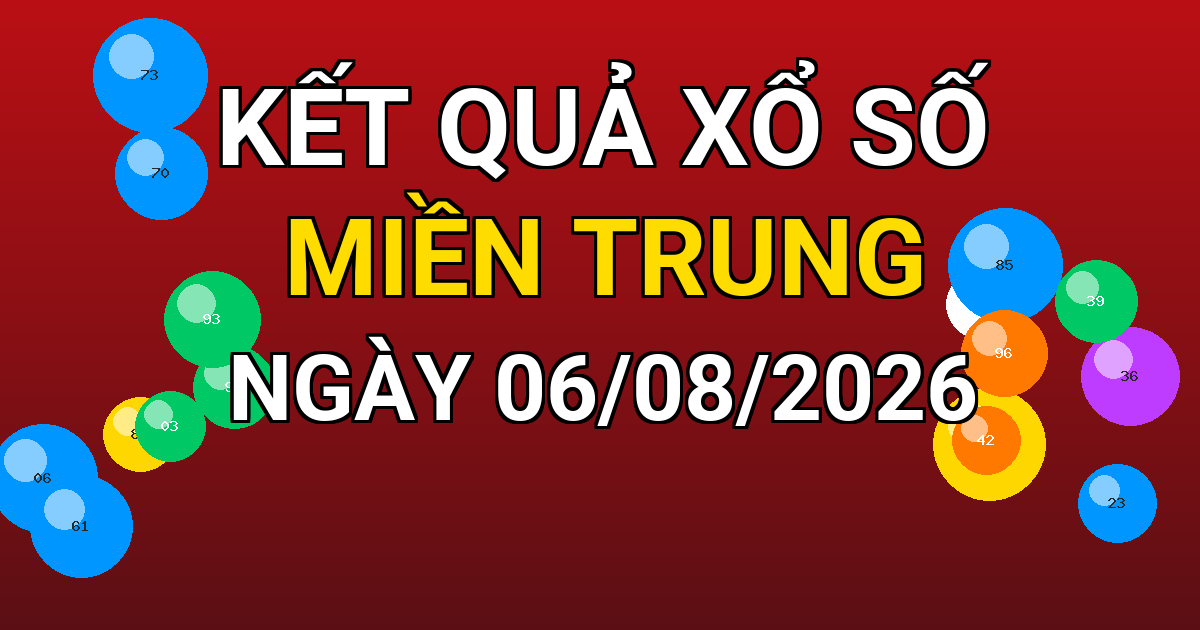 Kết quả xổ số Miền Trung ngày 06/08/2026