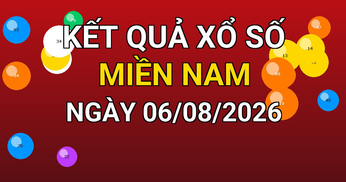 Kết quả xổ số Miền Nam ngày 06/08/2026