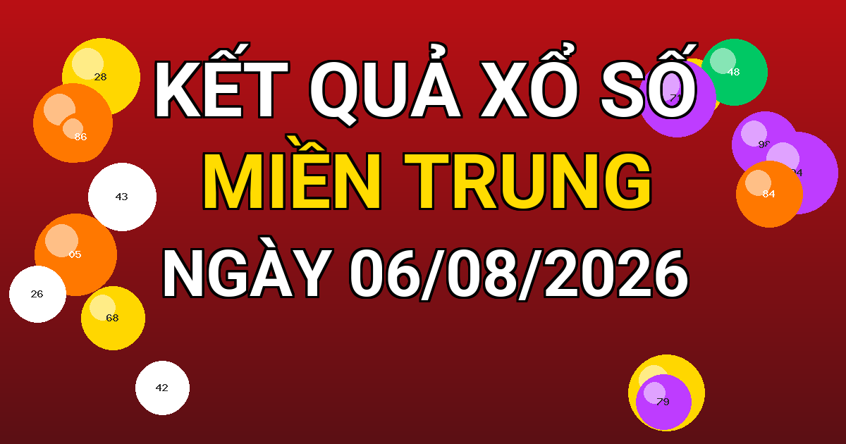 Kết quả xổ số Miền Trung ngày 06/08/2026
