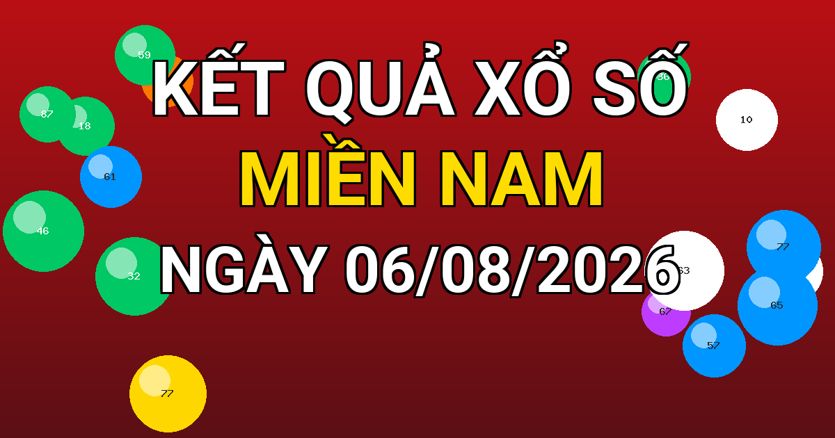 Kết quả xổ số Miền Nam ngày 06/08/2026