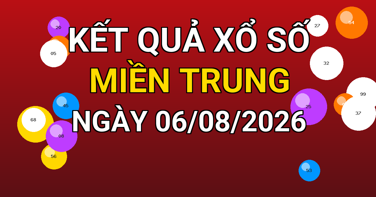 Kết quả xổ số Miền Trung ngày 06/08/2026