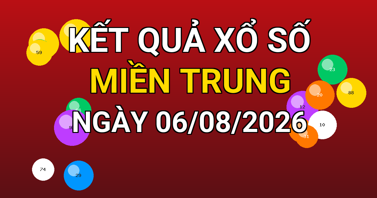 Kết quả xổ số Miền Trung ngày 06/08/2026