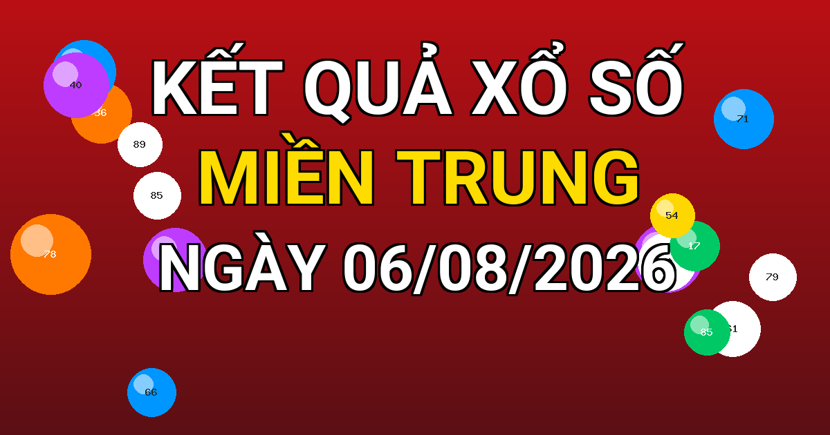 Kết quả xổ số Miền Trung ngày 06/08/2026