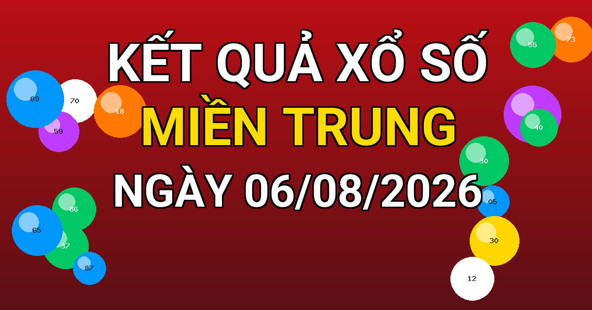 Kết quả xổ số Miền Trung ngày 06/08/2026