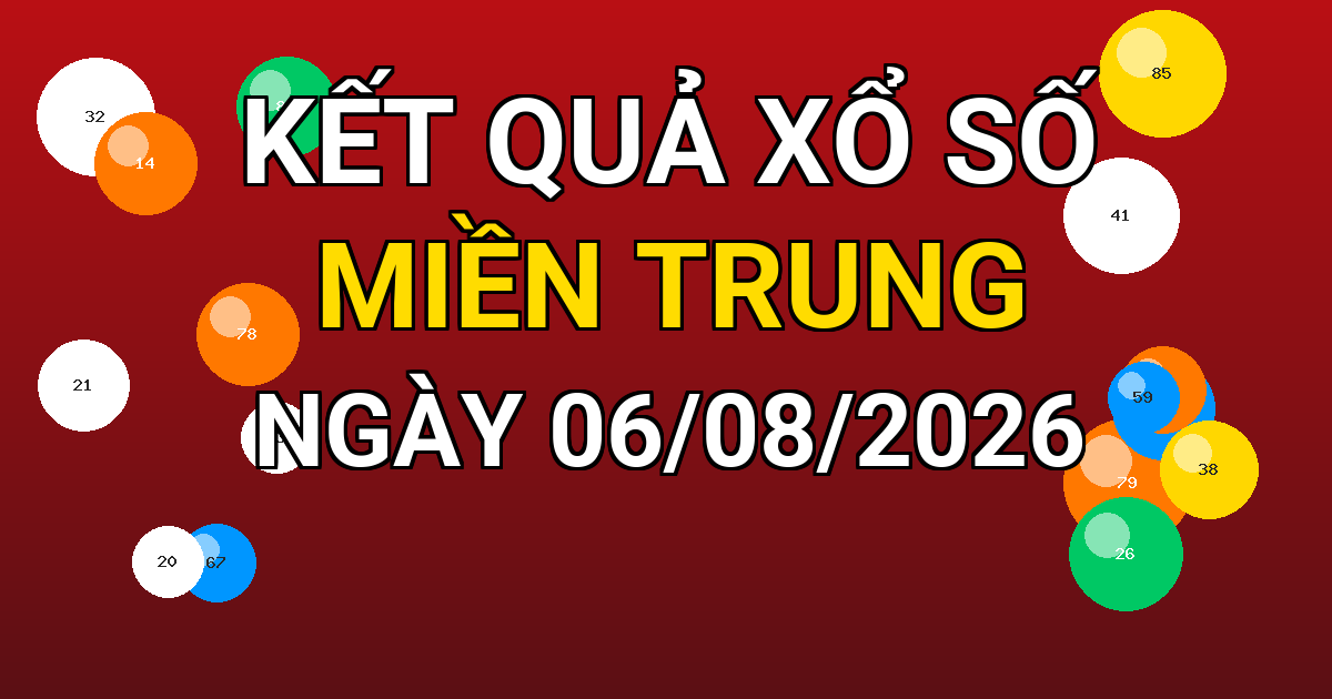 Kết quả xổ số Miền Trung ngày 06/08/2026