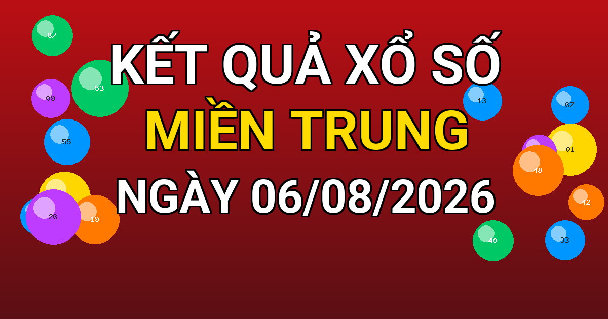 Kết quả xổ số Miền Trung ngày 06/08/2026