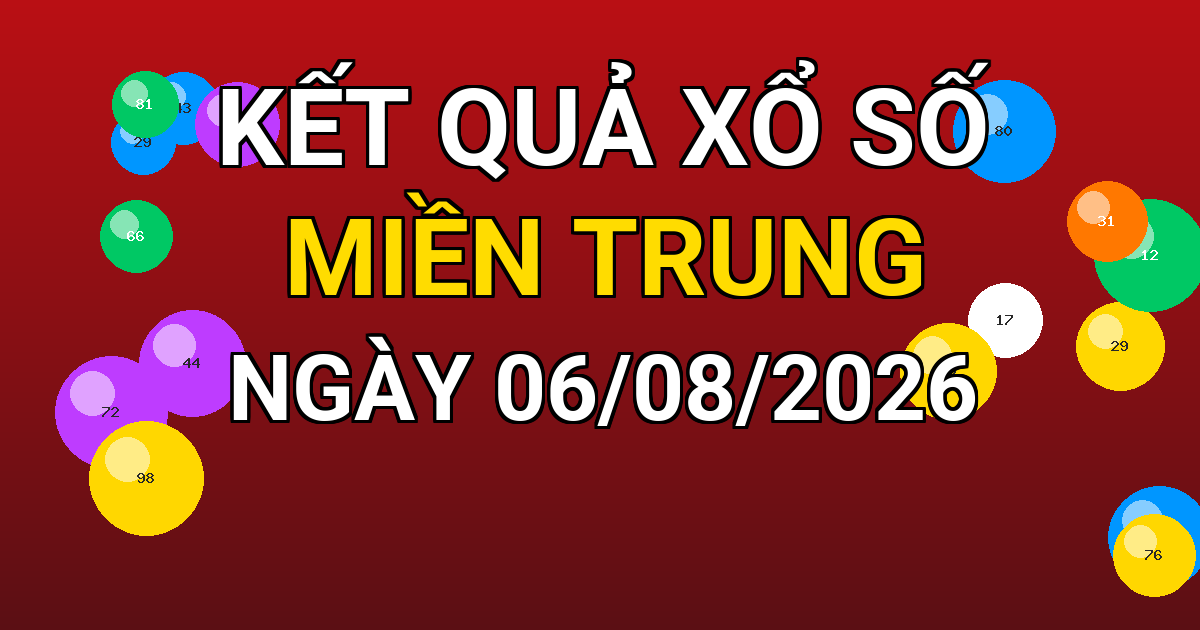 Kết quả xổ số Miền Trung ngày 06/08/2026