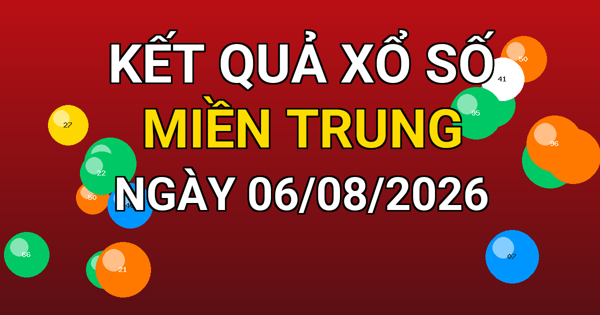 Kết quả xổ số Miền Trung ngày 06/08/2026