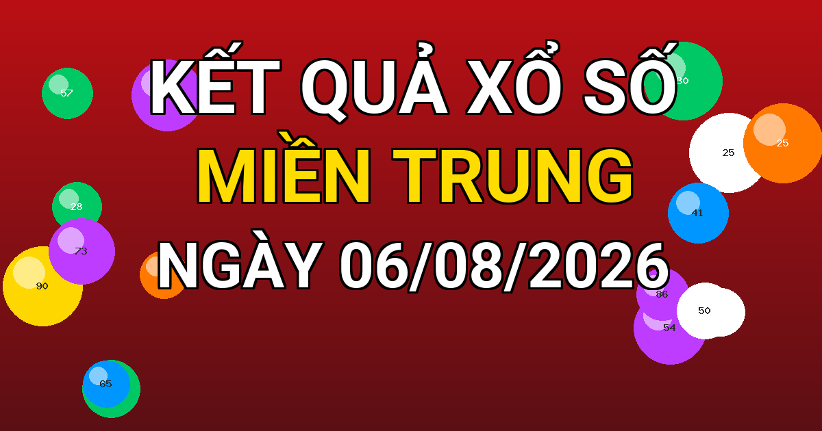 Kết quả xổ số Miền Trung ngày 06/08/2026