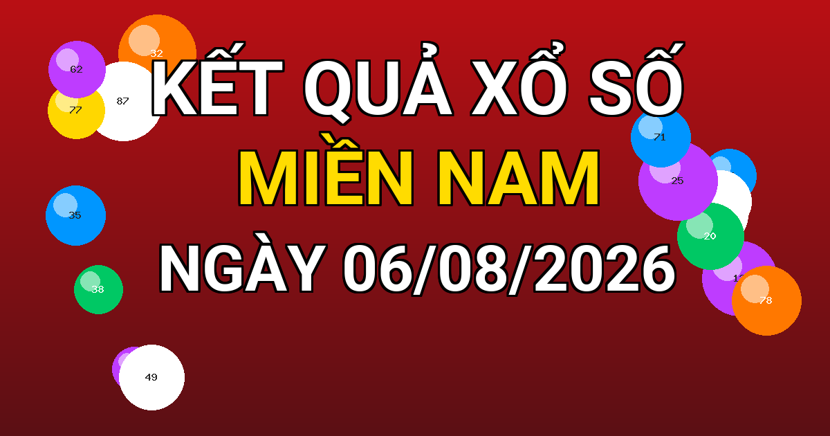 Kết quả xổ số Miền Nam ngày 06/08/2026