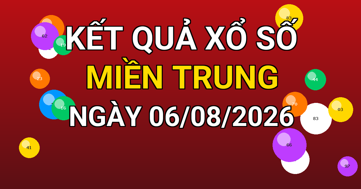 Kết quả xổ số Miền Trung ngày 06/08/2026