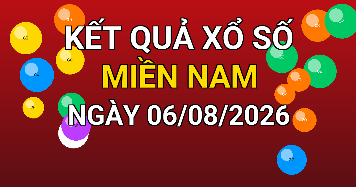 Kết quả xổ số Miền Nam ngày 06/08/2026