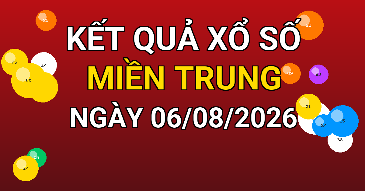 Kết quả xổ số Miền Trung ngày 06/08/2026