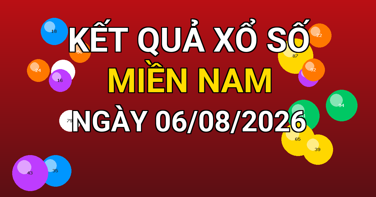 Kết quả xổ số Miền Nam ngày 06/08/2026