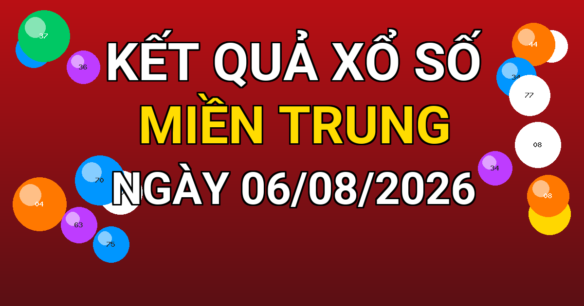 Kết quả xổ số Miền Trung ngày 06/08/2026