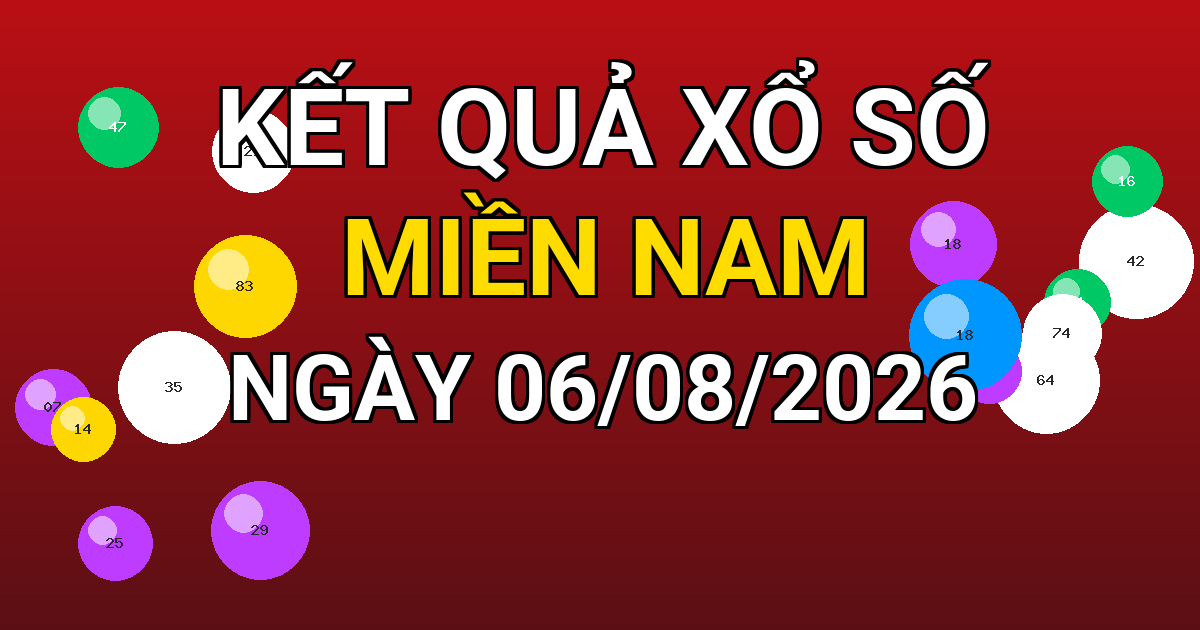Kết quả xổ số Miền Nam ngày 06/08/2026