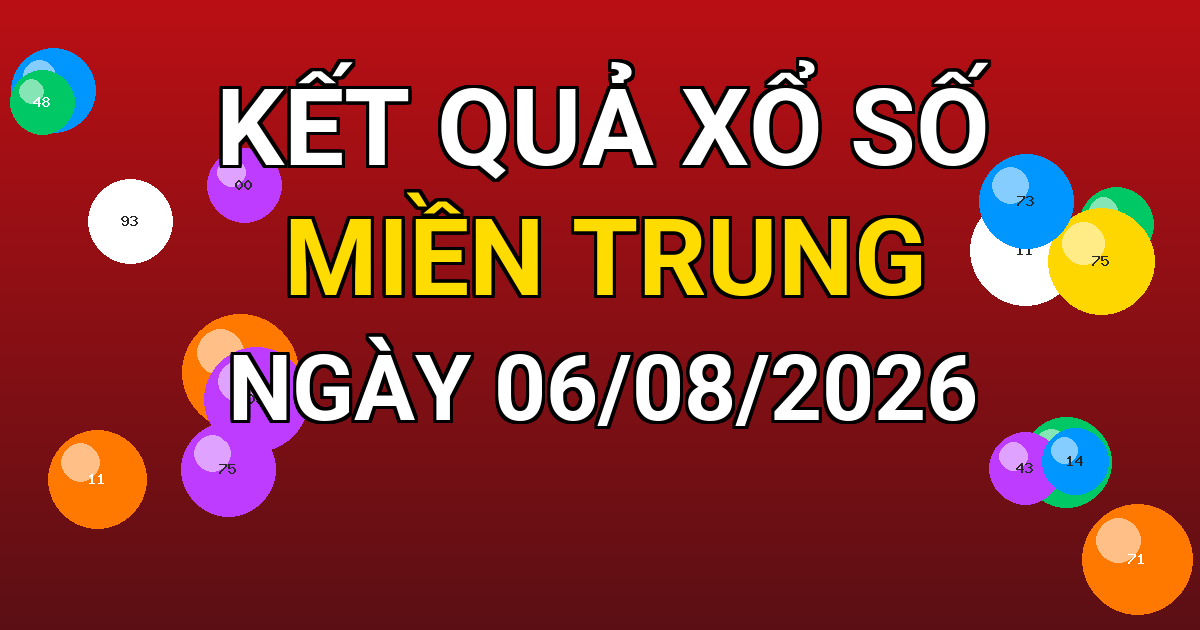 Kết quả xổ số Miền Trung ngày 06/08/2026