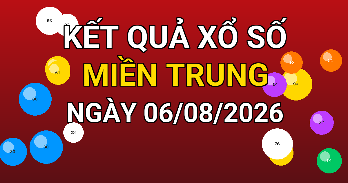 Kết quả xổ số Miền Trung ngày 06/08/2026