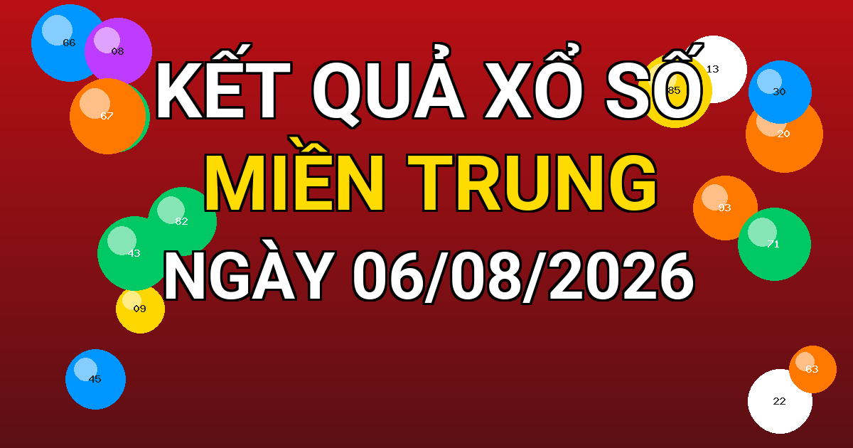 Kết quả xổ số Miền Trung ngày 06/08/2026