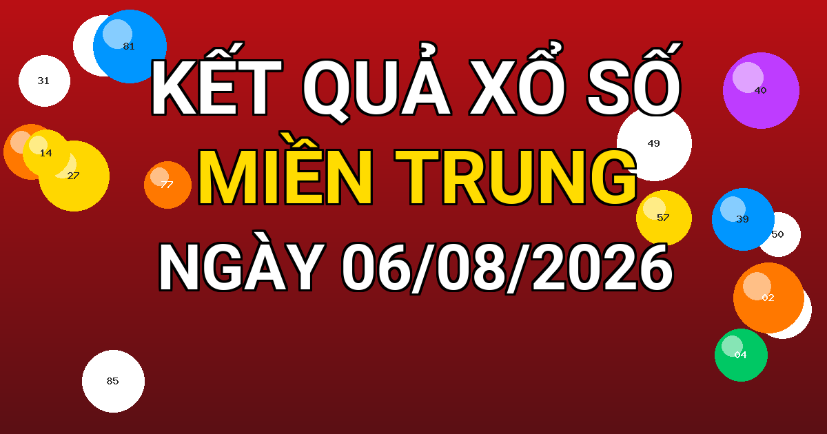 Kết quả xổ số Miền Trung ngày 06/08/2026