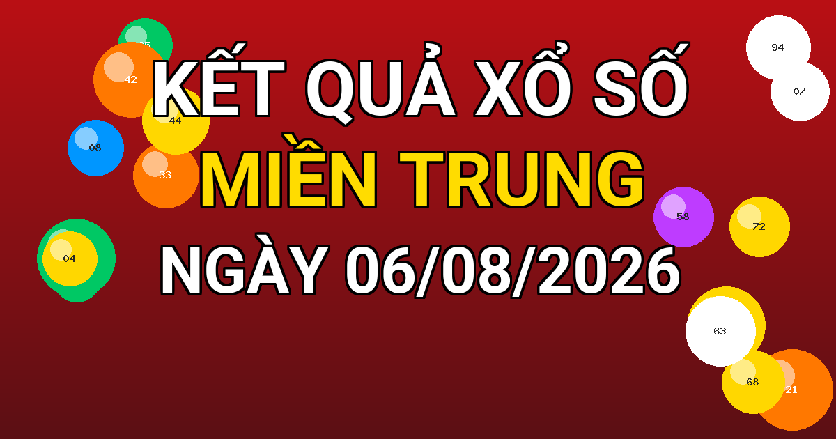 Kết quả xổ số Miền Trung ngày 06/08/2026