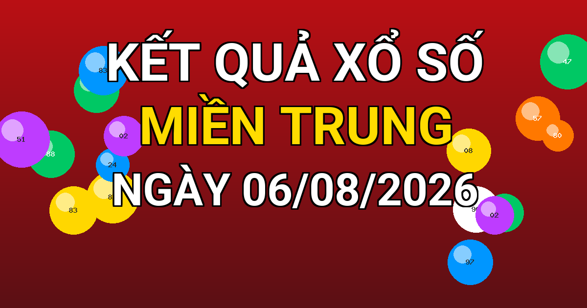 Kết quả xổ số Miền Trung ngày 06/08/2026