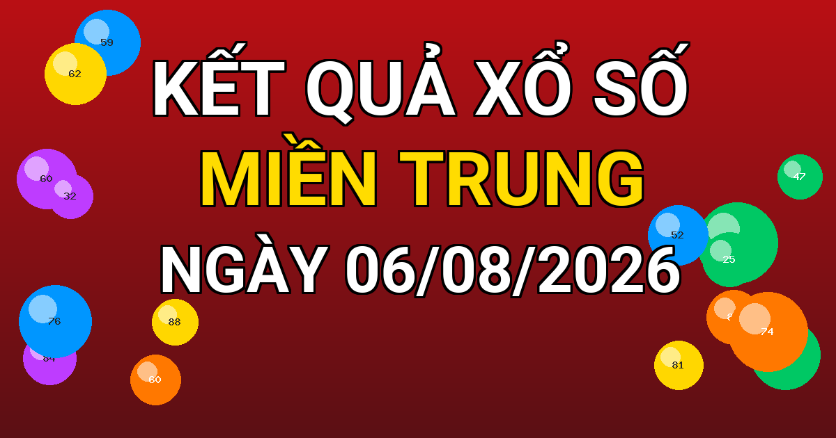 Kết quả xổ số Miền Trung ngày 06/08/2026