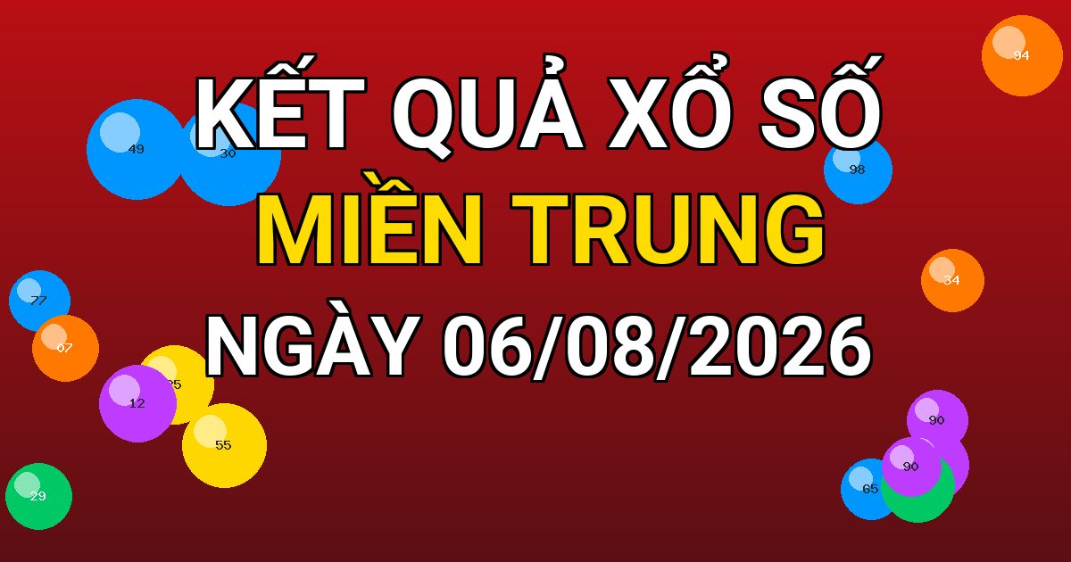 Kết quả xổ số Miền Trung ngày 06/08/2026
