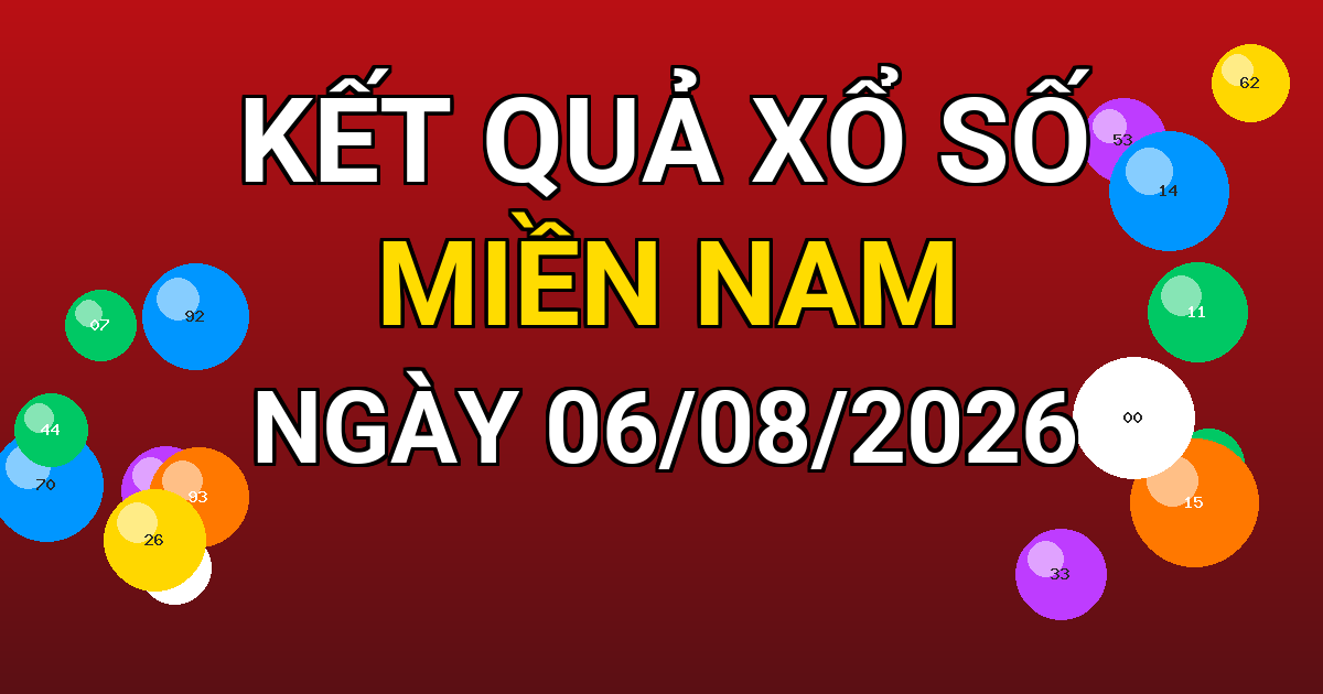Kết quả xổ số Miền Nam ngày 06/08/2026