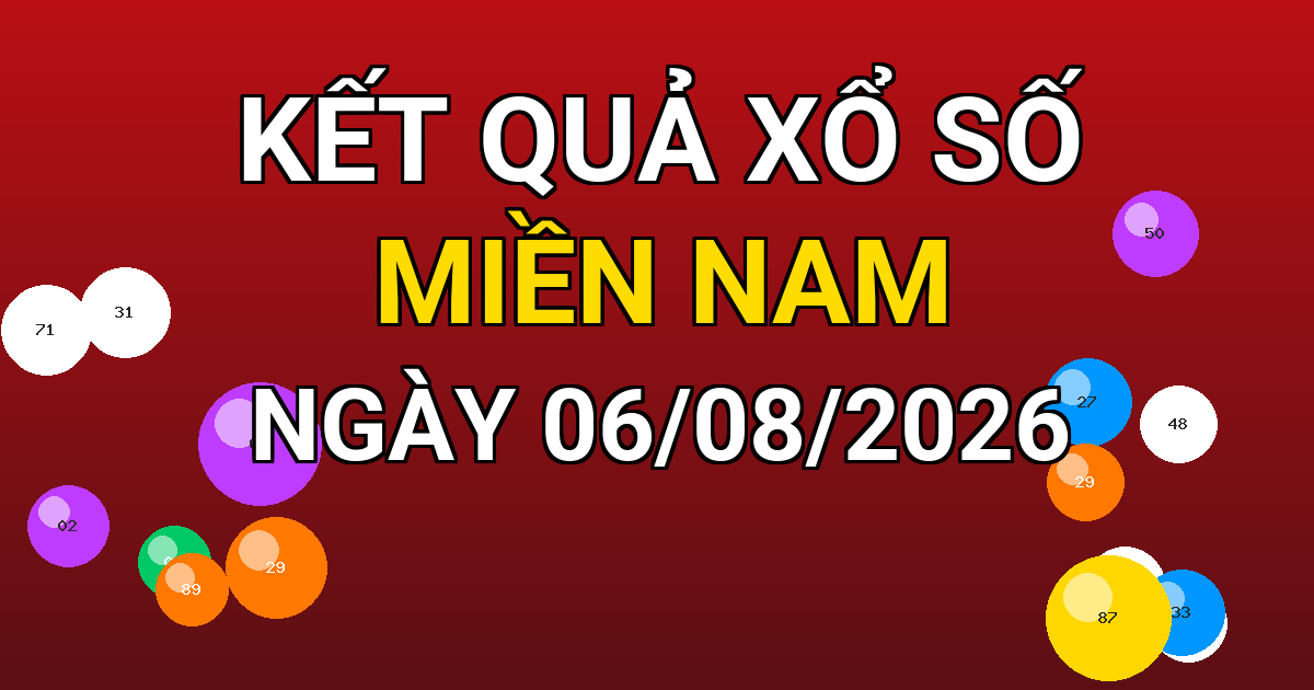 Kết quả xổ số Miền Nam ngày 06/08/2026