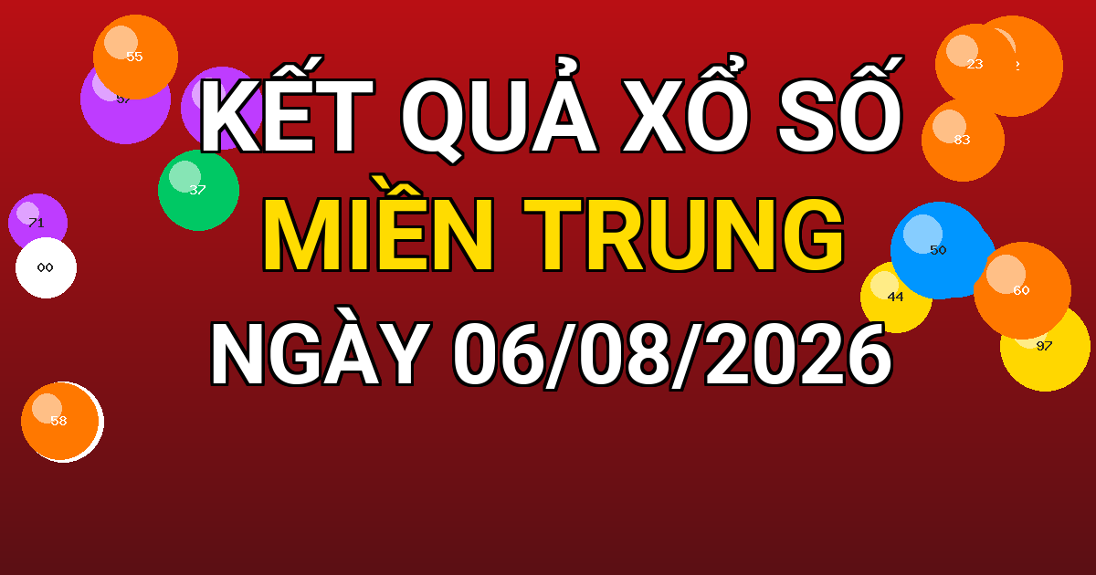 Kết quả xổ số Miền Trung ngày 06/08/2026