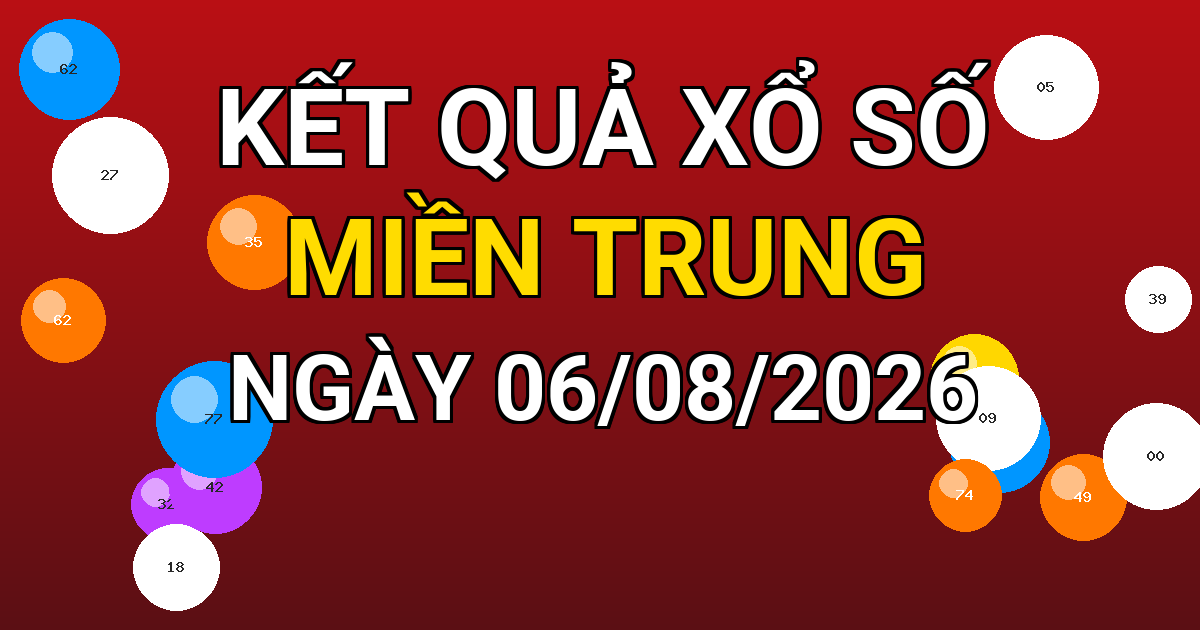 Kết quả xổ số Miền Trung ngày 06/08/2026