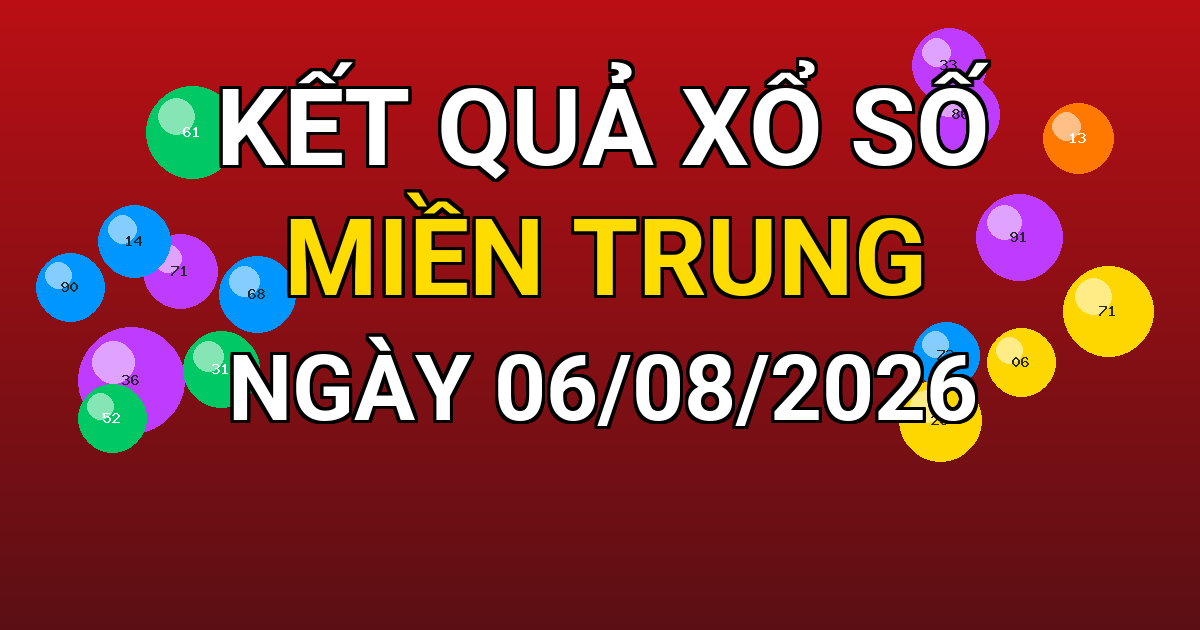 Kết quả xổ số Miền Trung ngày 06/08/2026