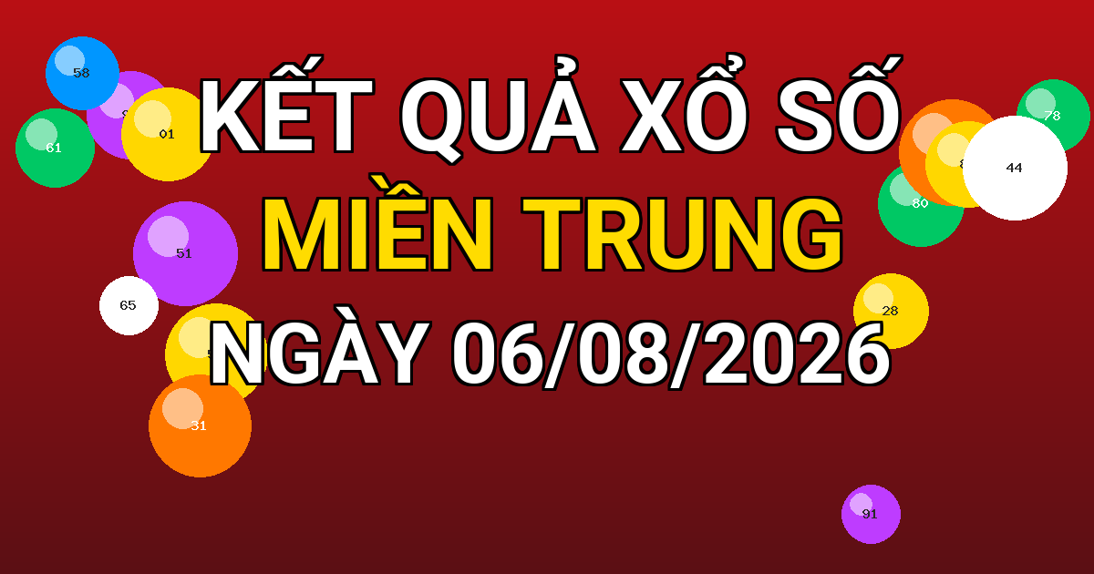 Kết quả xổ số Miền Trung ngày 06/08/2026
