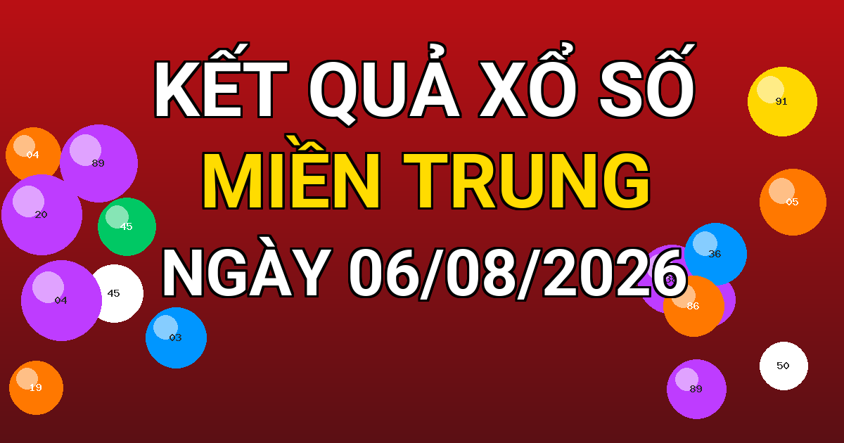 Kết quả xổ số Miền Trung ngày 06/08/2026