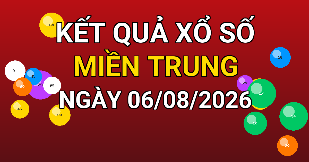 Kết quả xổ số Miền Trung ngày 06/08/2026