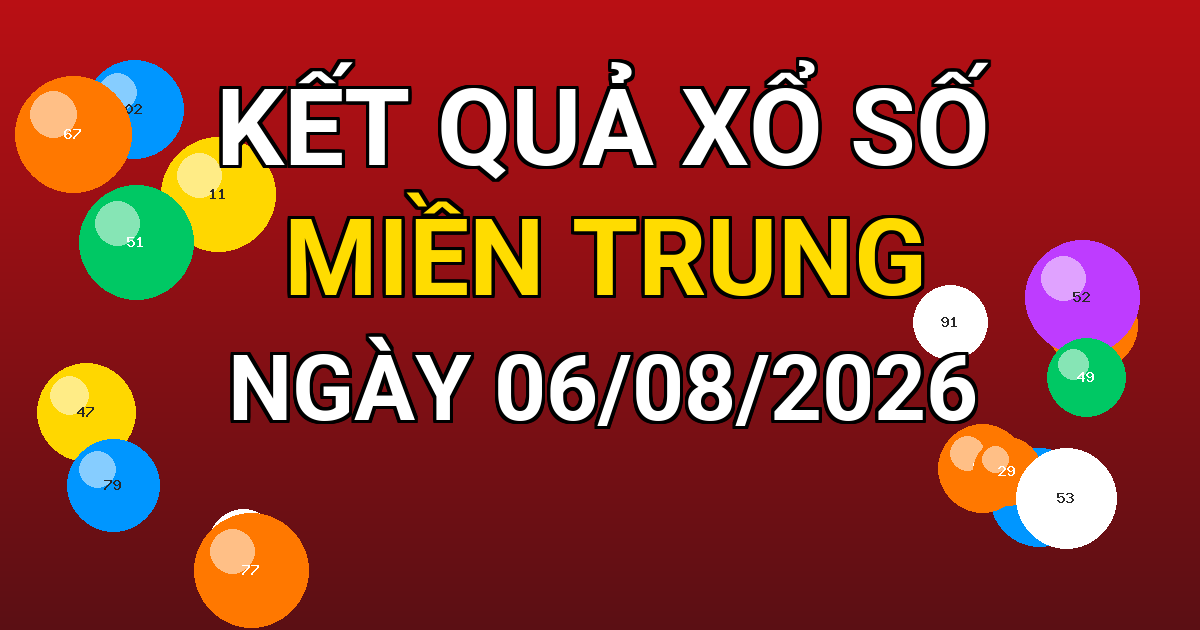 Kết quả xổ số Miền Trung ngày 06/08/2026