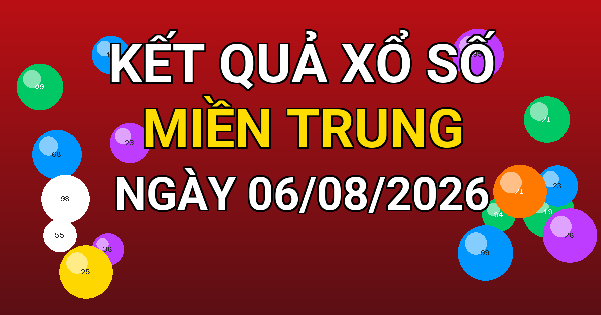Kết quả xổ số Miền Trung ngày 06/08/2026