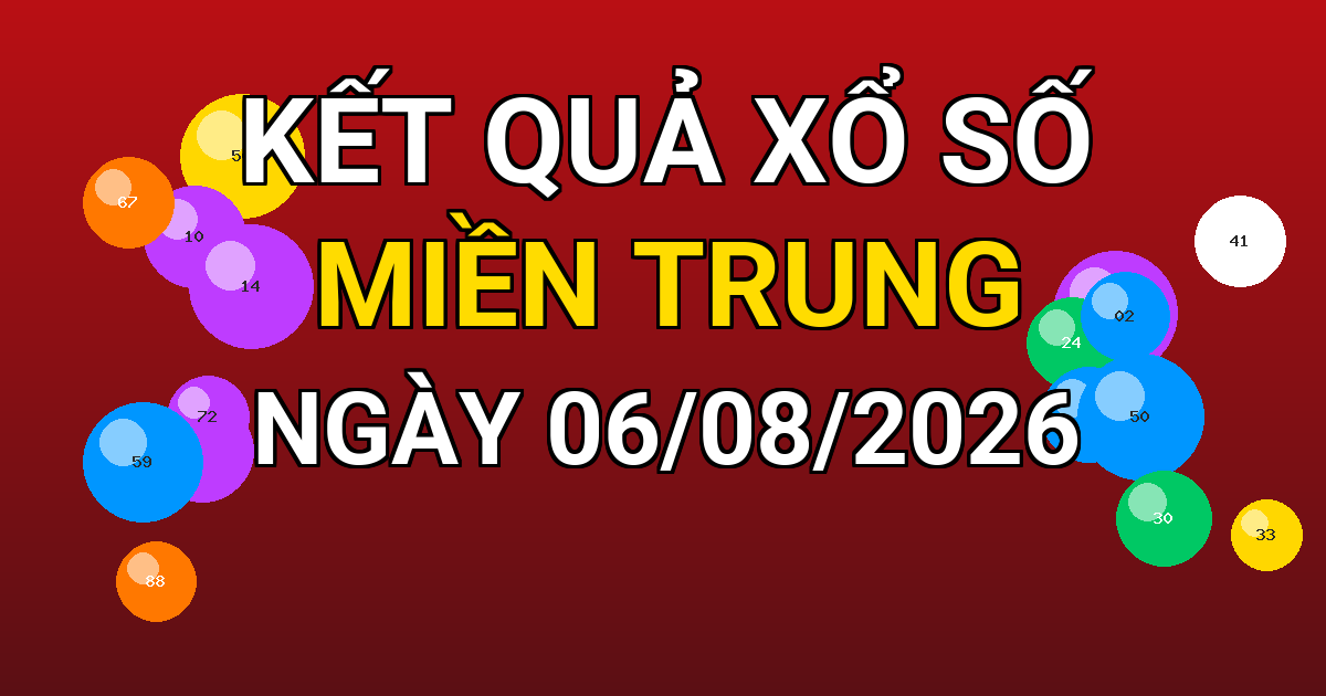 Kết quả xổ số Miền Trung ngày 06/08/2026